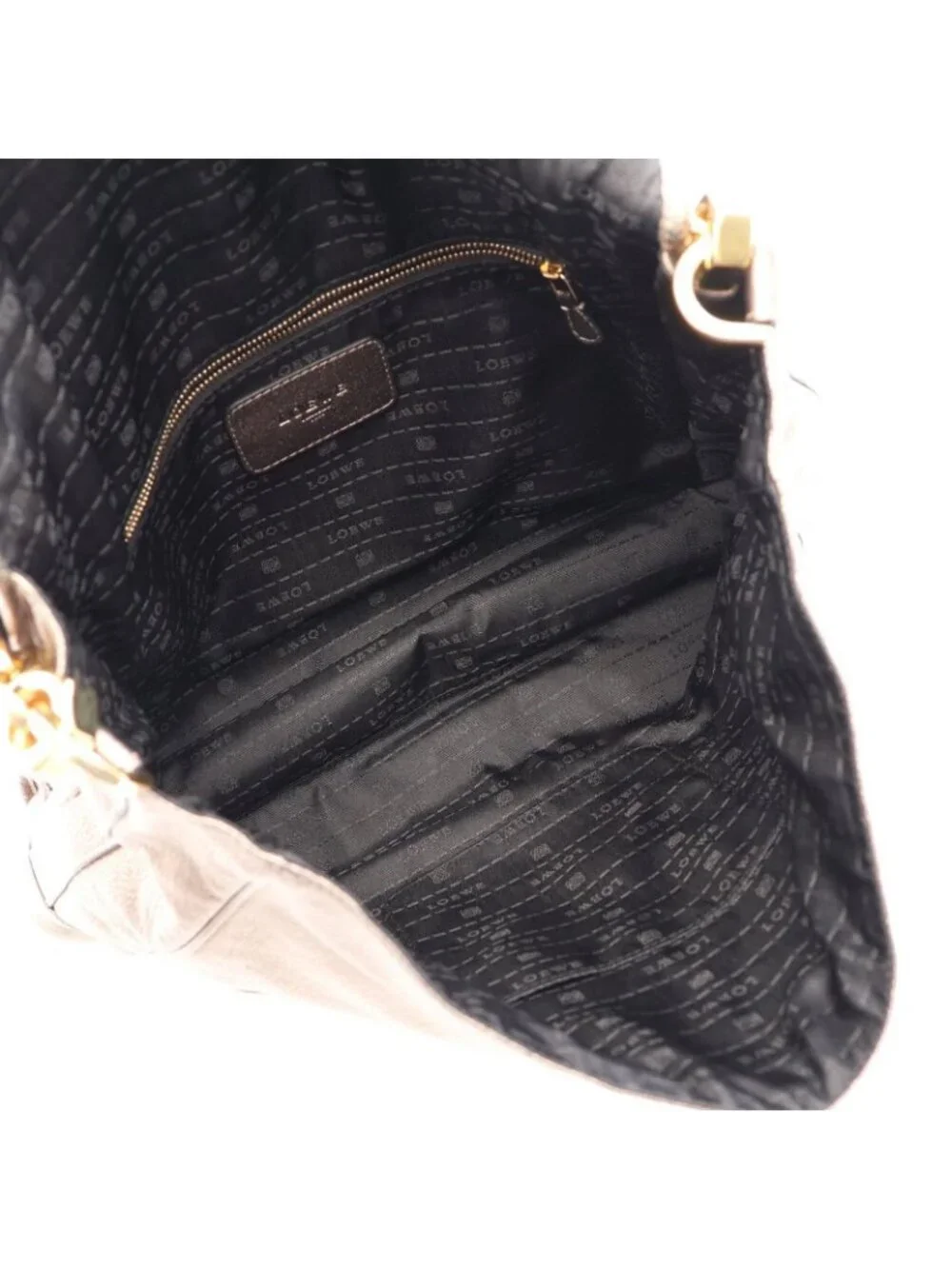 Loewe Shoulder Bag Anagram Metallic Maia 2-Way Champagne Gold Leather